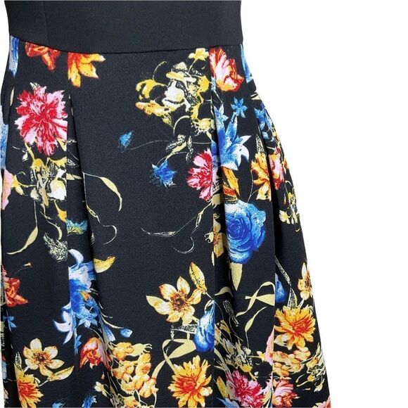 Oxiuli Women’s Dress Size S Fashion Fitted Waist Knit Black Floral - Picture 5 of 16